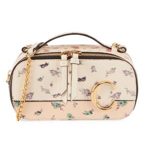 NWT Chloe Mini Vanity Bag - Ivory Leather with Pink, Purple, and Green Flowers